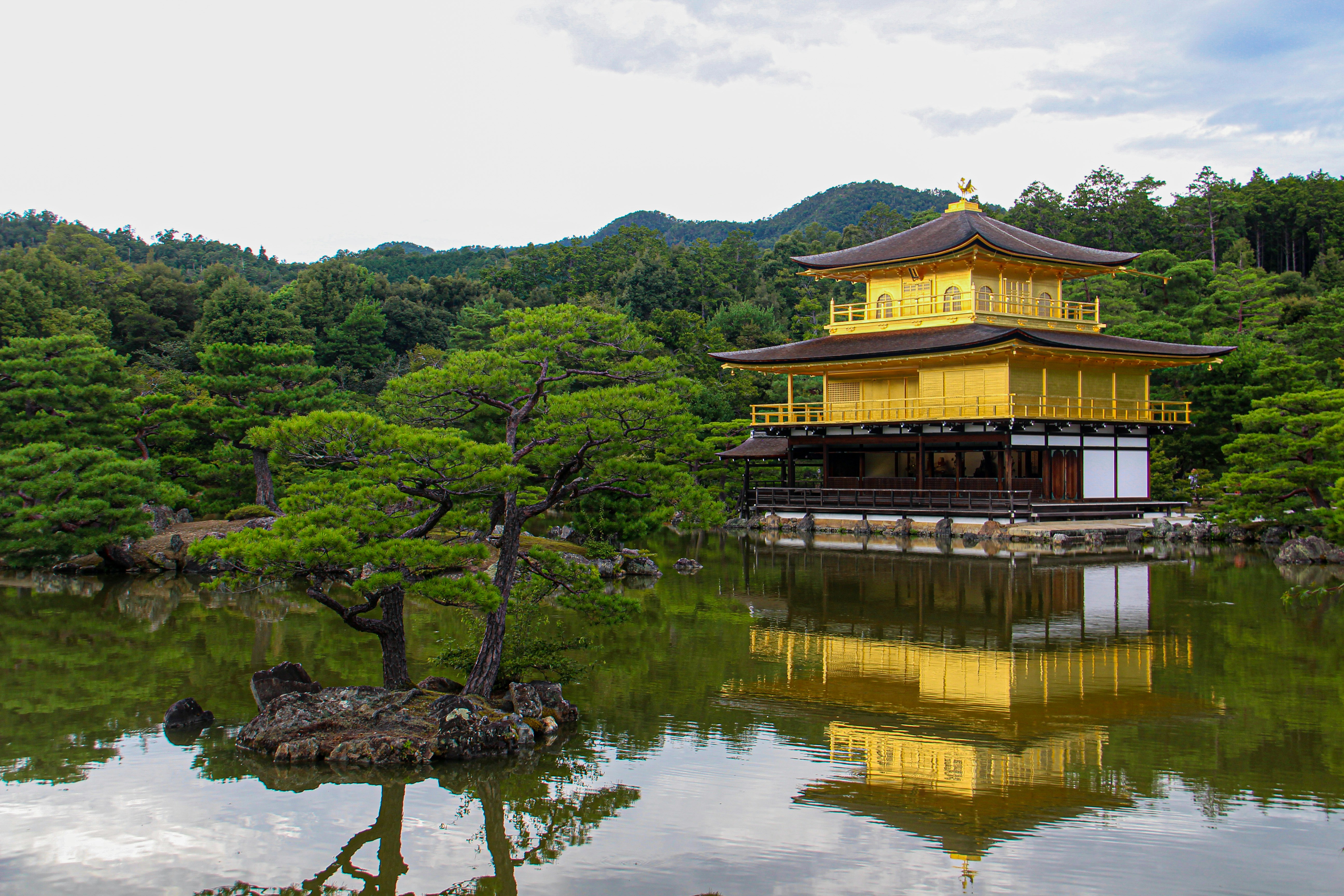 The Golden Pavilion Kinkaku-ji reflected on a still pond